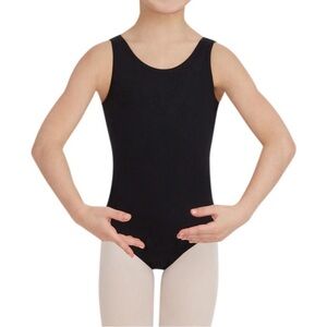 NWT Capezio Future Star Girls Tank Leotard Black Large